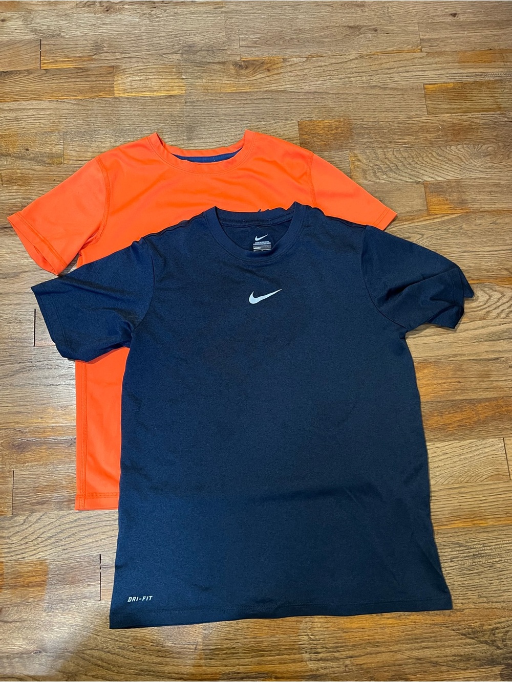 Boys Kids Childrens Nike Dri-Fit All In Motion T-Shirt Bundle Navy Blue & Orange
